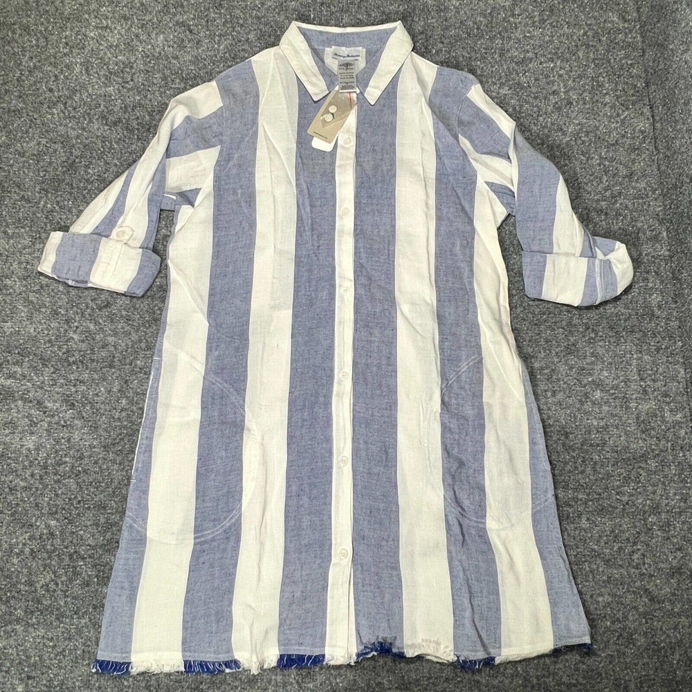 Tommy Bahama Rugby Beach Stripe Cover-Up Tunic Shirt in‎ White Size Small NWT